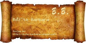 Büte Barbara névjegykártya